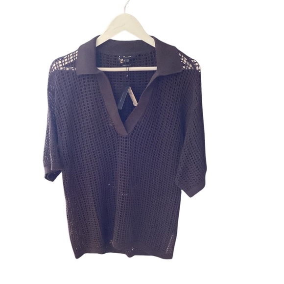 Massimo Dutti Tops - NWT Massimo Dutti Crochet-Style Polo Brown Size Medium